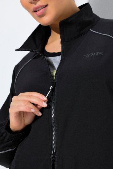 Ulla Popken 833237 Sportjacka med reflexdetaljer Svart - Jackor - Damjackor i stora storlekar