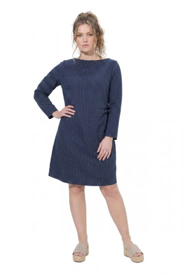 Ulla Popken 834371 Randig sweatklänning Mörkblå - Sweatklänningar - 