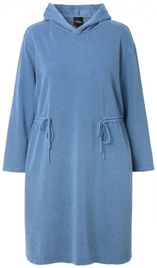 Ulla Popken 834536 Sweatklänning med huva Denimblå - Sweatklänningar - 