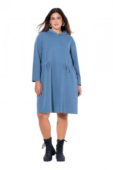 Ulla Popken 834536 Sweatklänning med huva Denimblå - Sweatklänningar - 