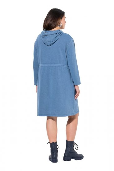 Ulla Popken 834536 Sweatklänning med huva Denimblå - Sweatklänningar - 