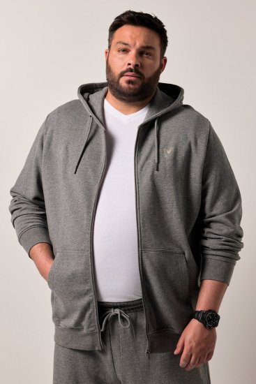 Men+ 851 Hoodie med dragkedja Gråmelerad - Tröjor & hoodies - Stora hoodies & tröjor - 2XL-14XL