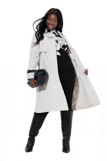 Ulla Popken 834990 Trenchcoat Taupe - Kappor - Kappor i stora storlekar