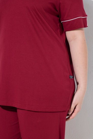 Ulla Popken 835397 Kortärmad pyjamas med skjortkrage Lila - Pyjamas/Loungewear - 