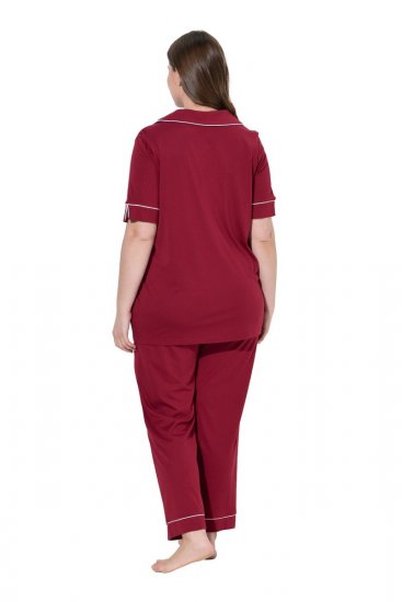 Ulla Popken 835397 Kortärmad pyjamas med skjortkrage Lila - Pyjamas/Loungewear - 