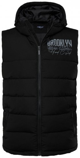 Men+ 442 Quiltad väst med huva och tryck Svart - Jackor - Stora jackor - 2XL-12XL
