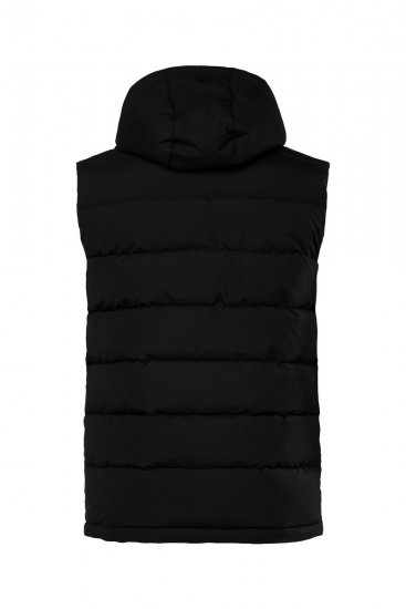 Men+ 442 Quiltad väst med huva och tryck Svart - Jackor - Stora jackor - 2XL-12XL