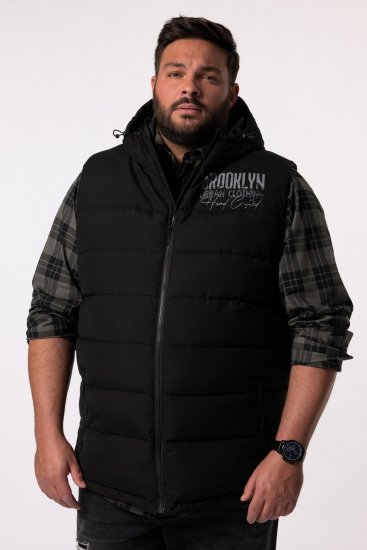 Men+ 442 Quiltad väst med huva och tryck Svart - Jackor - Stora jackor - 2XL-12XL