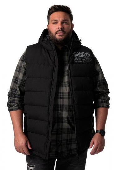 Men+ 442 Quiltad väst med huva och tryck Svart - Jackor - Stora jackor - 2XL-12XL