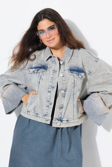 Ulla Popken 835486 Jeansjacka med vida ärmar Denimblå - Jackor - Damjackor i stora storlekar