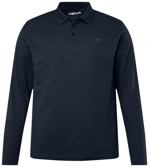 Men+ 270 Pikéskjorta med lång ärm Mörkblå - Pikétröjor - Stora pikétröjor - 2XL-8XL