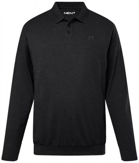 Men+ 274 Pikéskjorta med lång ärm bellyfit Svart - Pikétröjor - Stora pikétröjor - 2XL-8XL