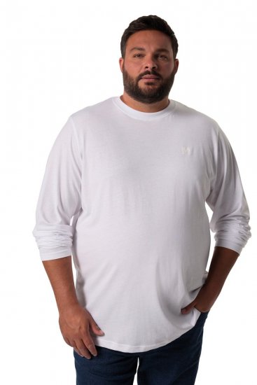 Men+ 307 Långärmad T-shirt Vit - T-shirts - Stora T-shirts - 2XL-14XL