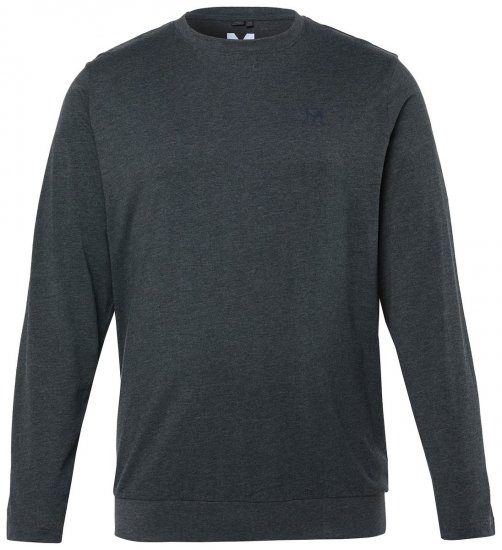 Men+ 313 Långärmad T-shirt bellyfit Mörkgrå melerad - T-shirts - Stora T-shirts - 2XL-14XL