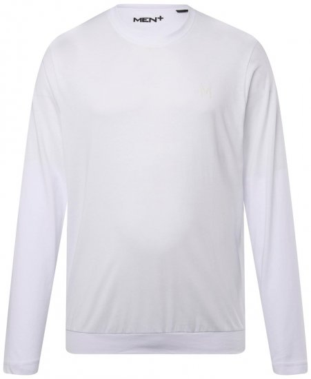 Men+ 313 Långärmad T-shirt bellyfit Vit - T-shirts - Stora T-shirts - 2XL-14XL