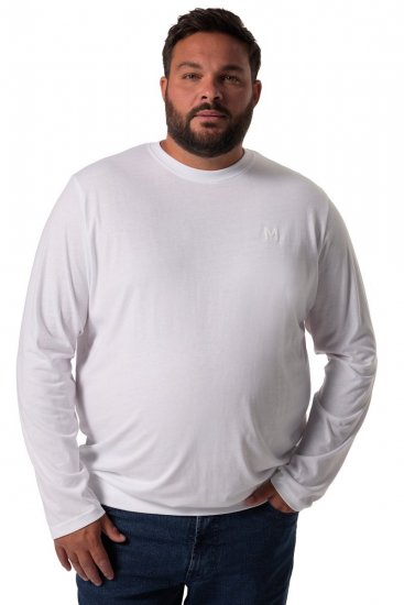 Men+ 313 Långärmad T-shirt bellyfit Vit - T-shirts - Stora T-shirts - 2XL-14XL
