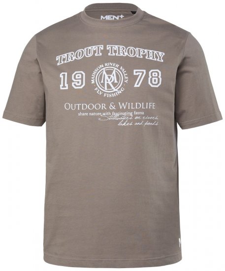 Men+ 424 T-shirt Trout Trophy Gråbrun - T-shirts - Stora T-shirts - 2XL-14XL
