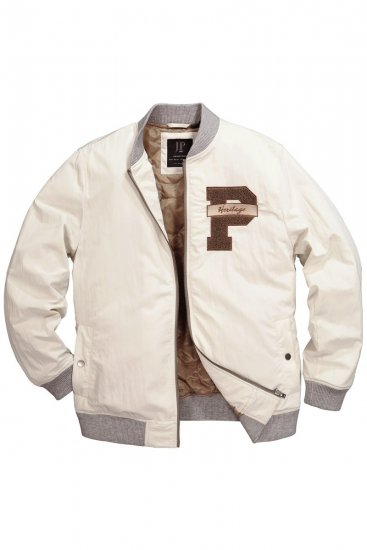 JP1880 836786 Collegejacka med emblem Benvit - Jackor - Stora jackor - 2XL-12XL