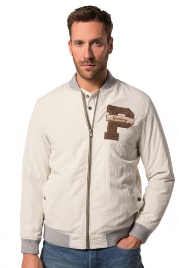 JP1880 836786 Collegejacka med emblem Benvit - Jackor - Stora jackor - 2XL-12XL