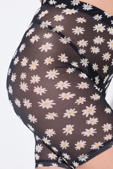 Ulla Popken 836803 Blommiga skavskyddsshorts Svart - Skavskyddsshorts - 