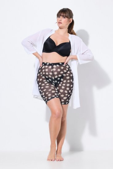 Ulla Popken 836803 Blommiga skavskyddsshorts Svart - Skavskyddsshorts - 
