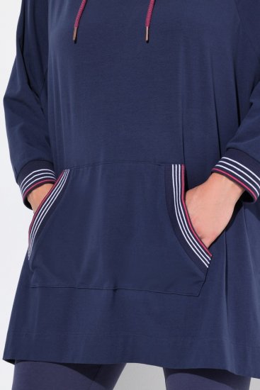 Ulla Popken 837190 Loungeponcho med huva Mörklila - Pyjamas/Loungewear - 
