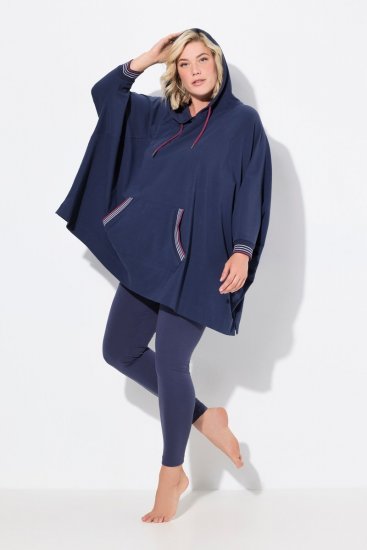 Ulla Popken 837190 Loungeponcho med huva Mörklila - Pyjamas/Loungewear - 
