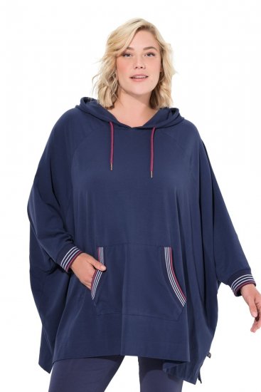 Ulla Popken 837190 Loungeponcho med huva Mörklila - Pyjamas/Loungewear - 