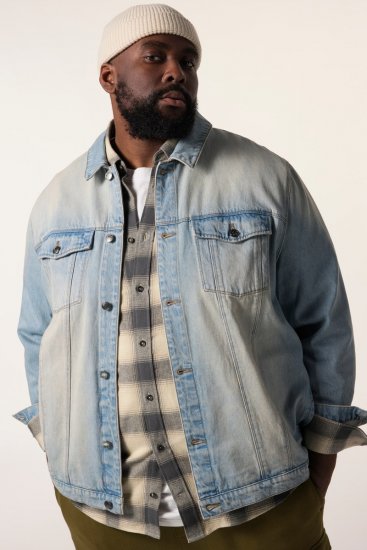 STHUGE 837222 Jeansjacka med bröstfickor Ljusblå - Jackor - Stora jackor - 2XL-12XL