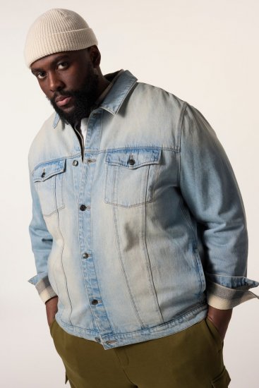 STHUGE 837222 Jeansjacka med bröstfickor Ljusblå - Jackor - Stora jackor - 2XL-12XL
