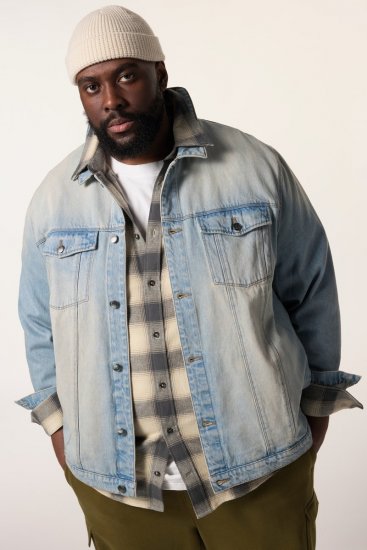 STHUGE 837222 Jeansjacka med bröstfickor Ljusblå - Jackor - Stora jackor - 2XL-12XL