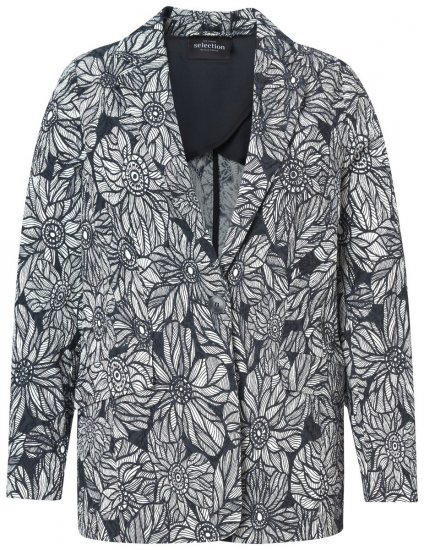 Ulla Popken 838656 Blommig kavaj Vit - Kavajer - Damkavajer i stora storlekar