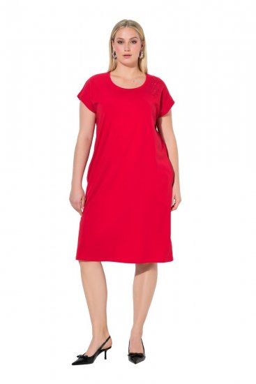 Ulla Popken 839896 Jerseyklänning med strass Rosa - Aftonklänningar - Aftonklänningar för dam i stora storlekar