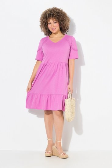 Ulla Popken 840115 Kortärmad jerseyklänning Rosa - Jerseyklänningar - 