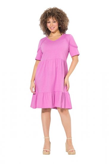 Ulla Popken 840115 Kortärmad jerseyklänning Rosa - Jerseyklänningar - 