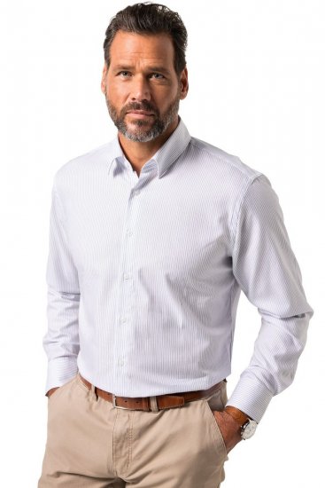 JP1880 Business Shirt Long Sleeve Striped Snow White - Skjortor - Stora skjortor - 2XL-8XL