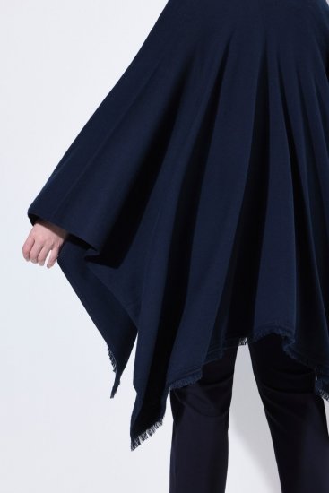 Ulla Popken 841117 Oversize stickponcho med strass Mörkblå - Ponchos & capes - 
