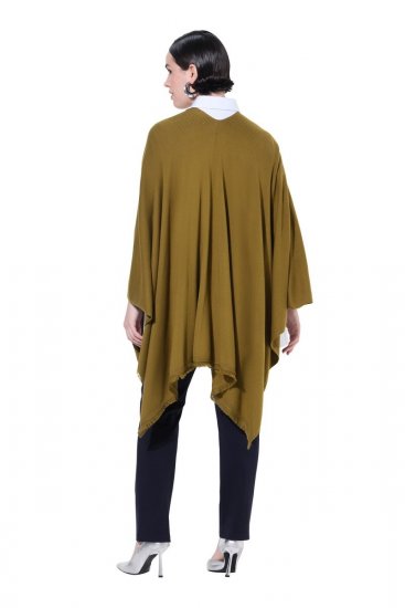 Ulla Popken 841117 Oversize stickponcho med strass Olivgrön - Ponchos & capes - 