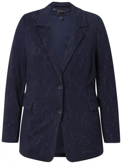 Ulla Popken 841163 Jerseykavaj i jacquard Mörkblå - Kavajer - Damkavajer i stora storlekar