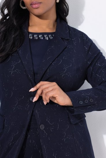 Ulla Popken 841163 Jerseykavaj i jacquard Mörkblå - Kavajer - Damkavajer i stora storlekar
