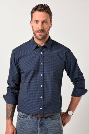 JP1880 Shirt Long Sleeve Kent Collar Navy - Skjortor - Stora skjortor - 2XL-8XL