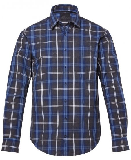 JP1880 Checked Shirt Long Sleeve Kent Collar Anthracite - Skjortor - Stora skjortor - 2XL-8XL