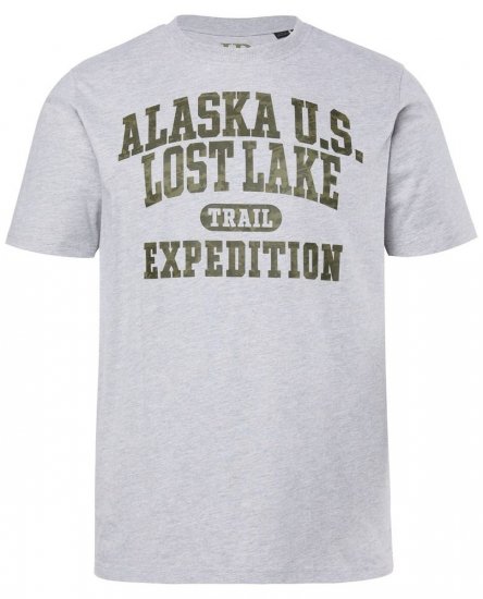 JP1880 T-shirt Short Sleeve Chest Print Grey Melange - T-shirts - Stora T-shirts - 2XL-14XL