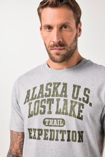 JP1880 T-shirt Short Sleeve Chest Print Grey Melange - T-shirts - Stora T-shirts - 2XL-14XL