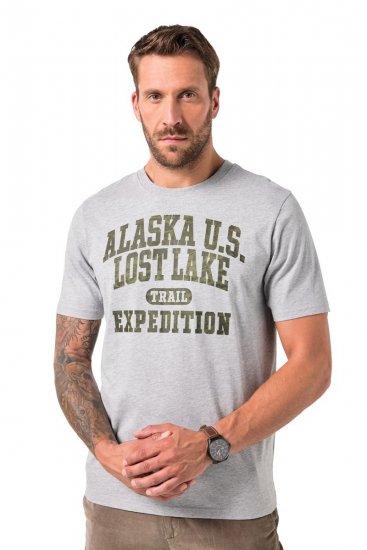 JP1880 T-shirt Short Sleeve Chest Print Grey Melange - T-shirts - Stora T-shirts - 2XL-14XL