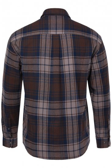 JP1880 Shirt Flannel Long Sleeve Dark Brown - Skjortor - Stora skjortor - 2XL-8XL
