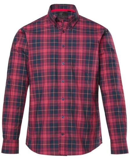 JP1880 Checked Shirt Long Sleeve Red - Skjortor - Stora skjortor - 2XL-8XL