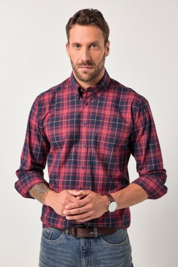 JP1880 Checked Shirt Long Sleeve Red - Skjortor - Stora skjortor - 2XL-8XL