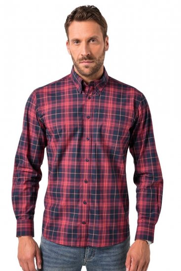 JP1880 Checked Shirt Long Sleeve Red - Skjortor - Stora skjortor - 2XL-8XL