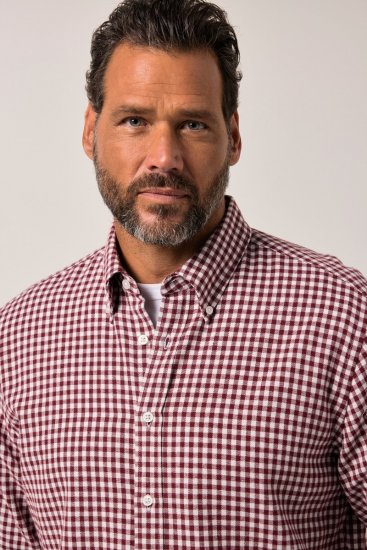 JP1880 Checked Flannel Shirt Long Sleeve Light Red - Skjortor - Stora skjortor - 2XL-8XL